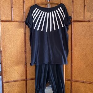 Wide Scoop Neck Black T Shirt